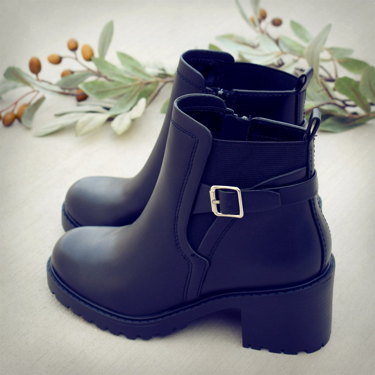 Lug Sole Side Buckle Boot