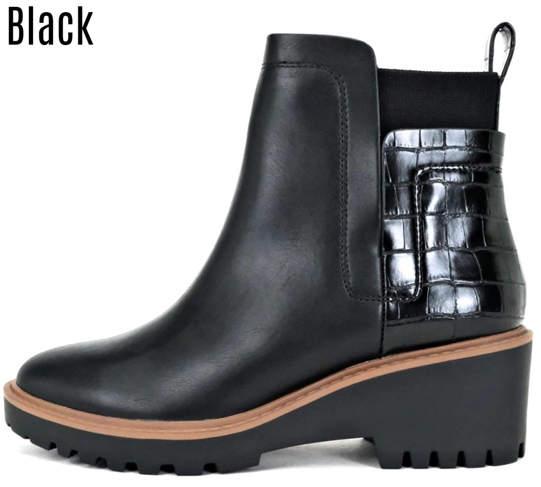 Lug Sole Wedge Heel Boot