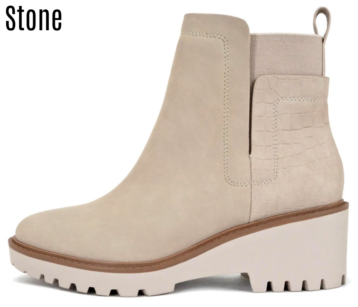 Lug Sole Wedge Heel Boot
