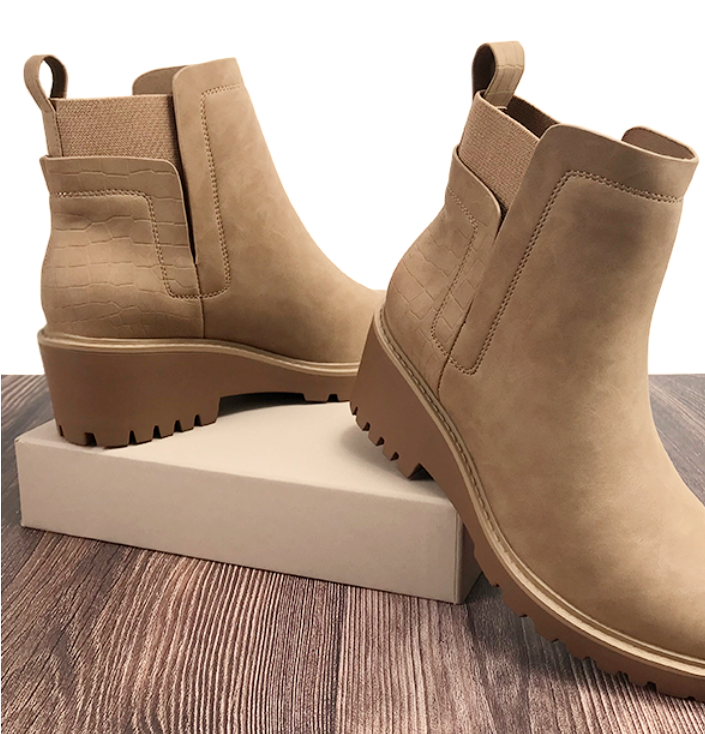 Lug Sole Wedge Heel Boot