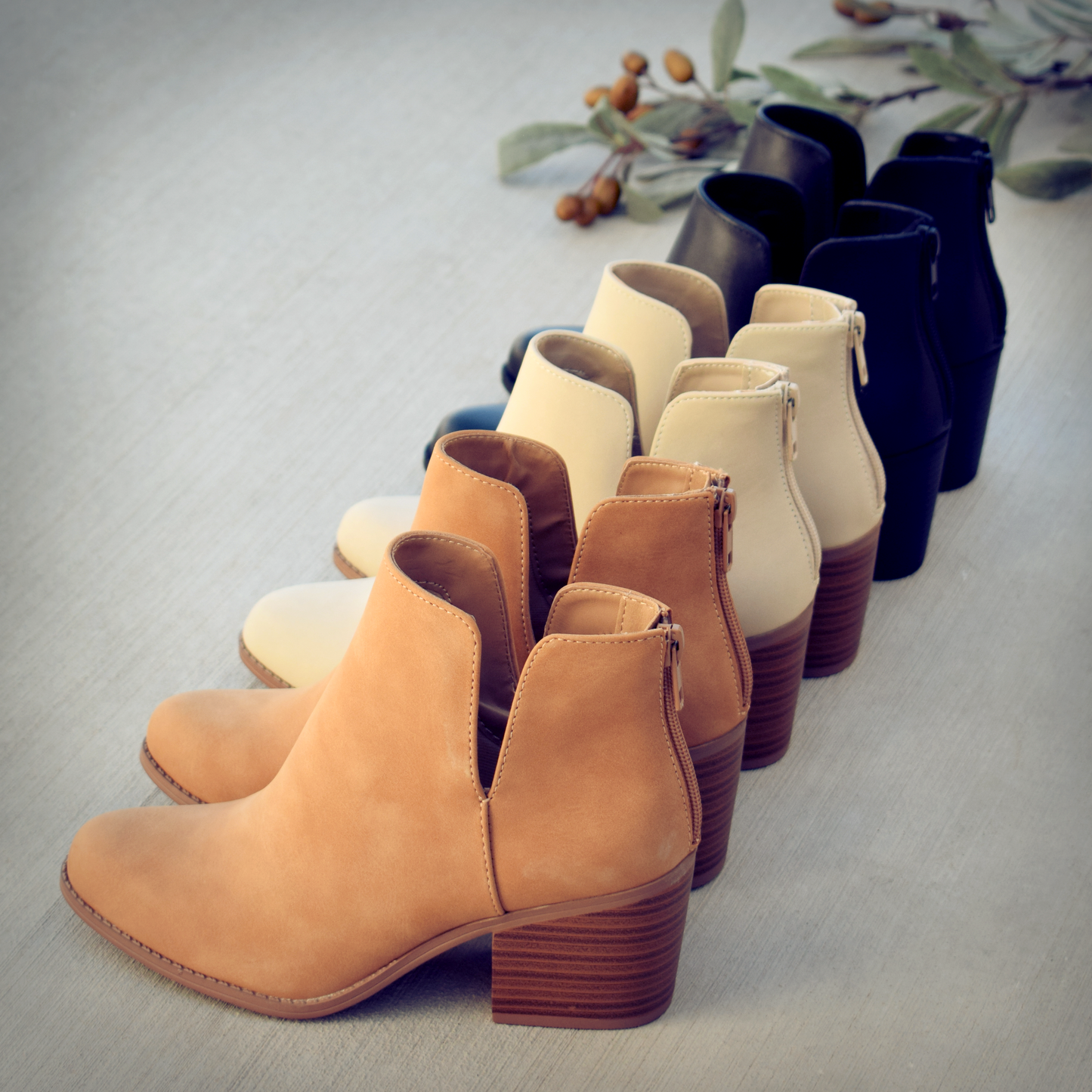 V-Cut Stacked Heel Bootie
