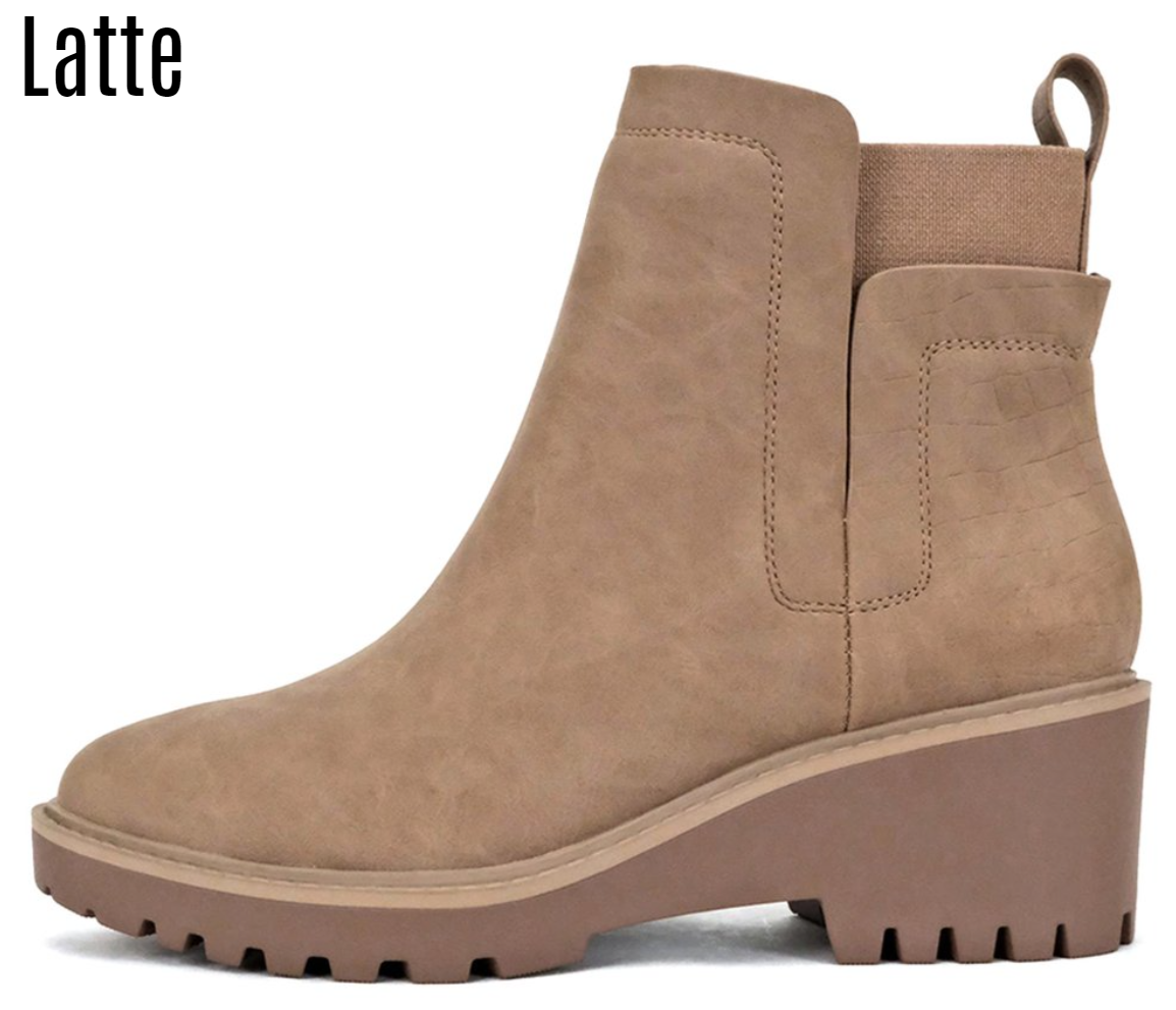 Lug Sole Wedge Heel Boot