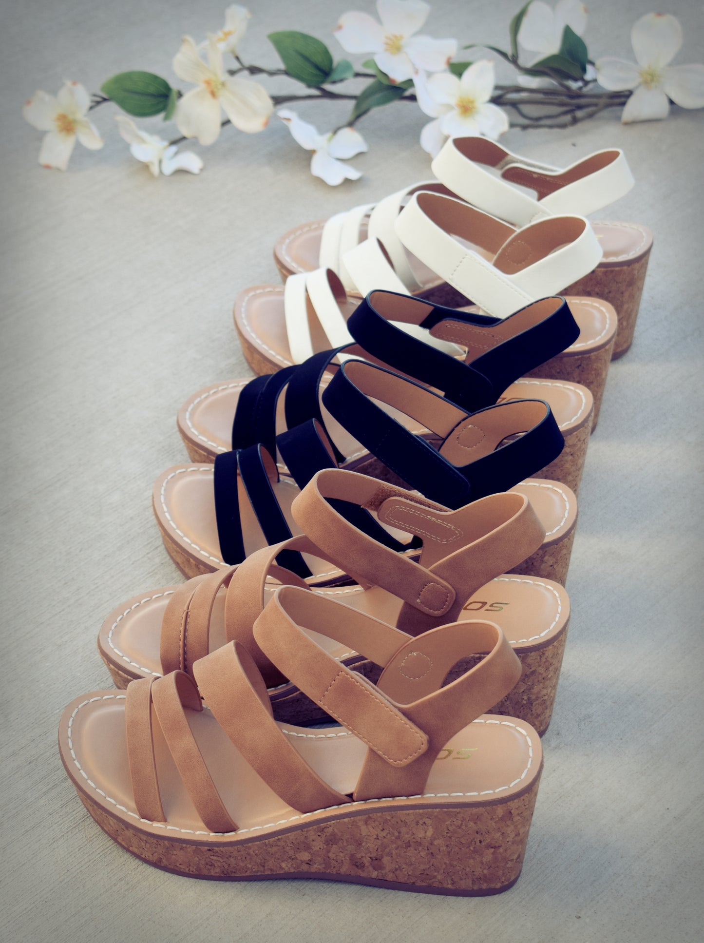 Triple Strap Wedge Sandal