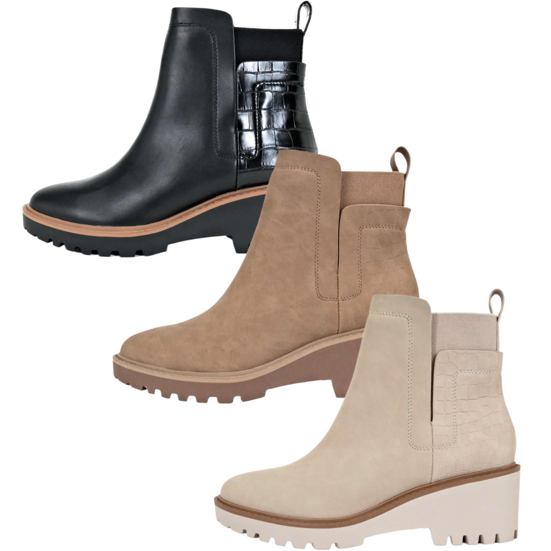 Lug Sole Wedge Heel Boot